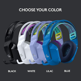 Logitech G733 lightweight headset at 278 g for easy handling.