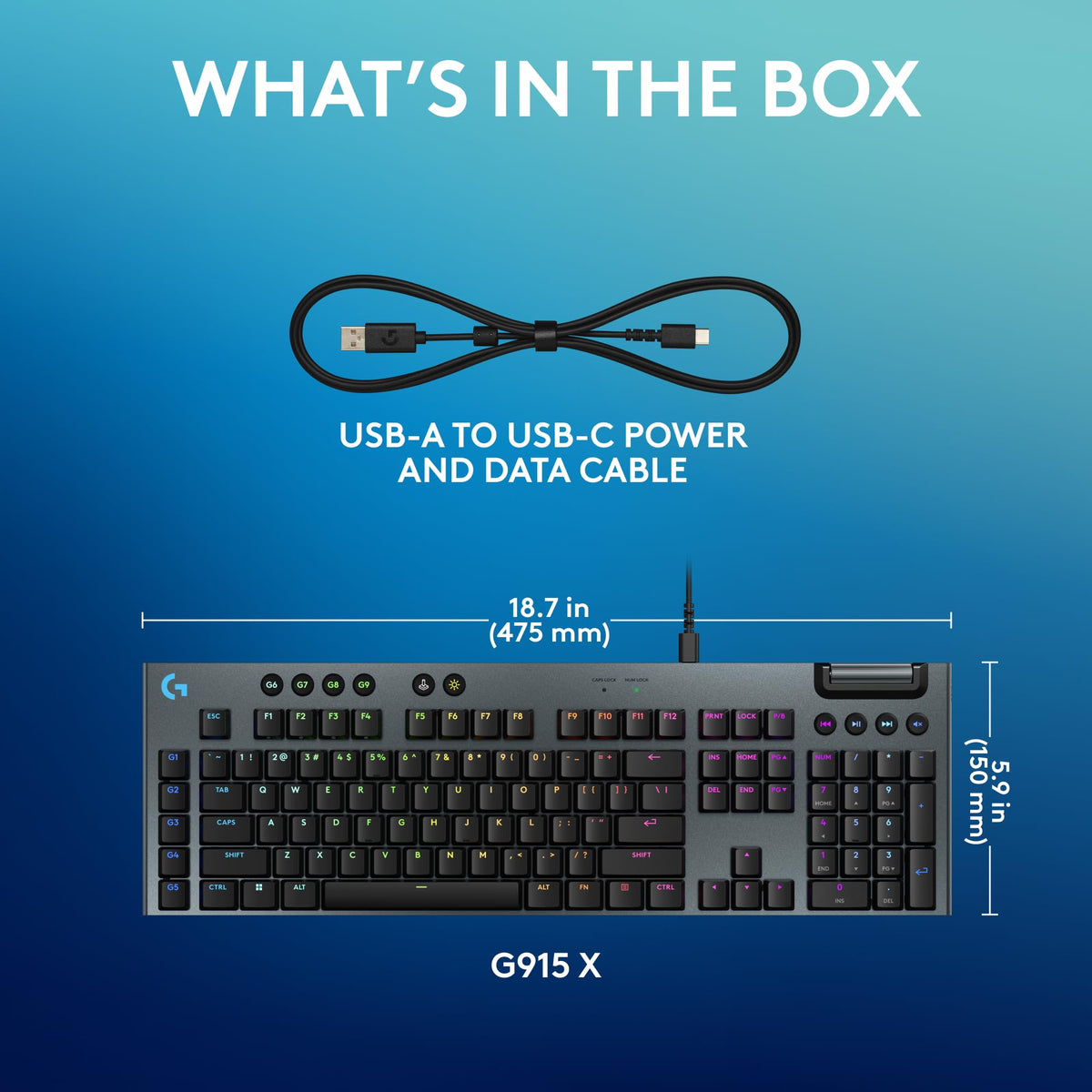 Logitech G915 X double-shot PBT keycaps for durable typing