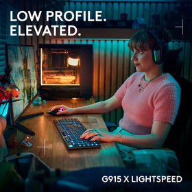 Logitech G915 X double-shot PBT keycaps ensuring durability and legibility