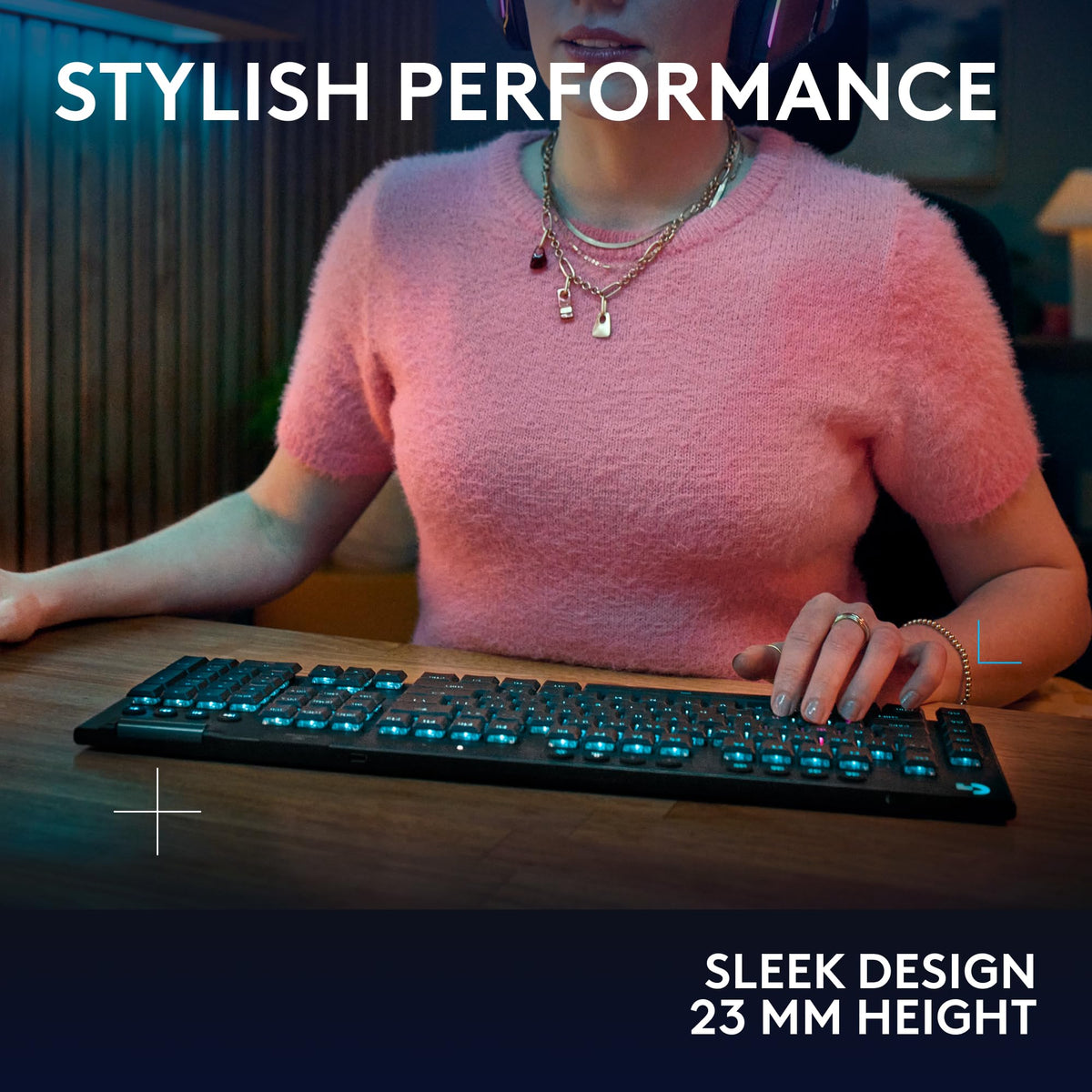 Logitech G915 X Lightsync RGB backlighting enhances visuals
