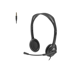 Logitech H111 front profile showing headset and clear stereo design for reliable audio