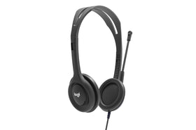 Logitech H111 close-up of rotating microphone for improved voice capture and clarity