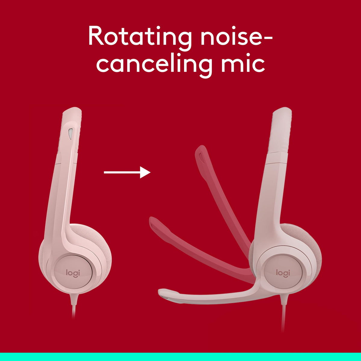 Logitech H390 rose inline controls for quick volume mute adjustments.