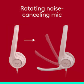 Logitech H390 rose inline controls for quick volume mute adjustments.