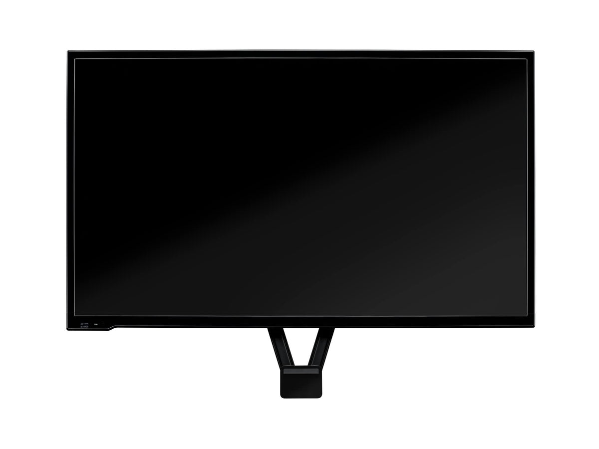 Logitech MeetUp TV Mount below monitor with a swing-arm design.
