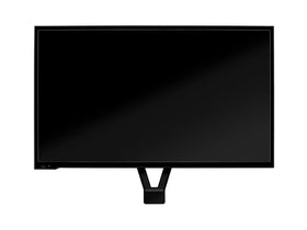 Logitech MeetUp TV Mount below monitor with a swing-arm design.
