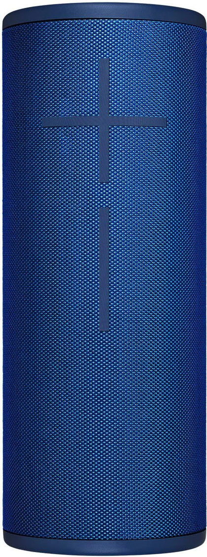 Logitech MEGABOOM 3 Lagoon Blue front view, bold sound and portability.