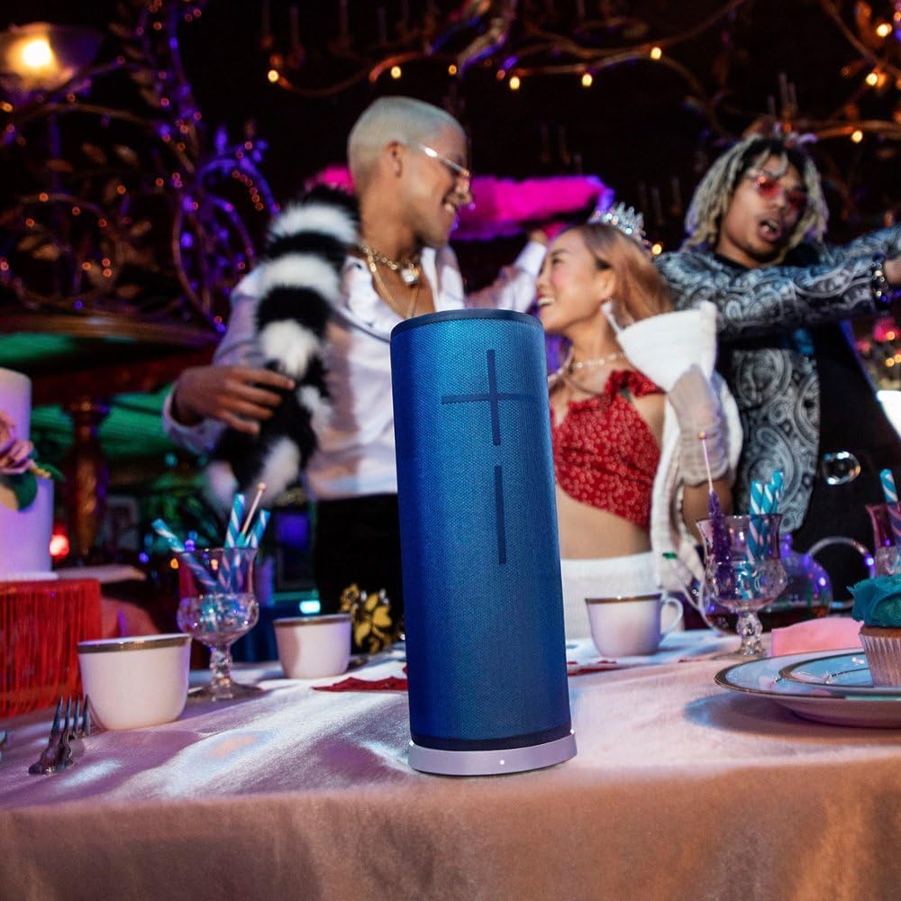 Logitech MEGABOOM 3 Lagoon Blue waterproof and rugged for outdoor use.