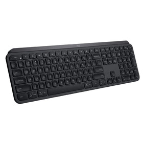 Logitech MX Keys front view highlighting a spacious typing area for comfortable work.