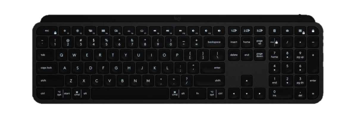 Logitech MX Keys Graphite front view for a comfortable workspace