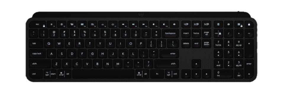 Logitech MX Keys Graphite front view for a comfortable workspace