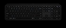 Logitech MX Keys Graphite illuminated keys close-up for low light use