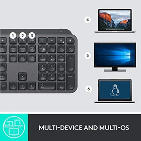 Logitech MX Keys Graphite renewed label indicating renewed quality