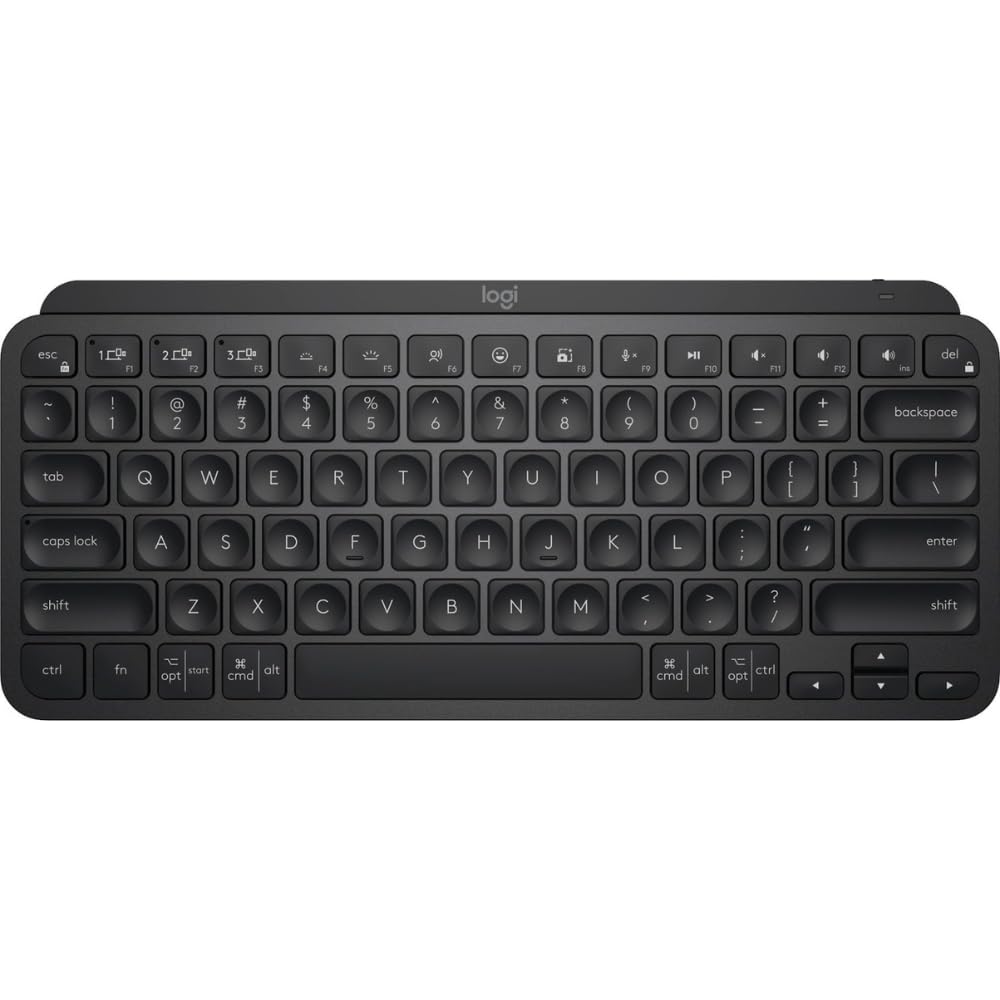Logitech MX Keys Mini compact keyboard close-up showing fingertip-friendly keys for comfortable typing