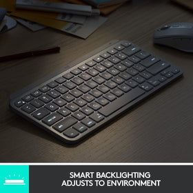 Logitech MX Keys Mini graphite Bluetooth pairing supports multi-device workflow.