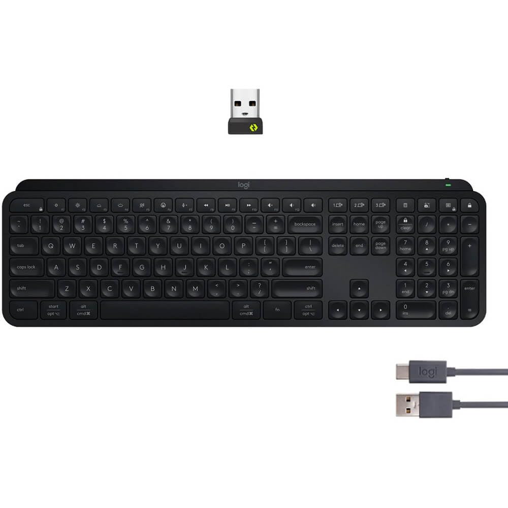 Logitech MX Keys S backlit illumination adjusting to room lighting for better visibility