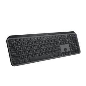 Logitech MX Keys S Graphite keyboard top view showing sleek, quiet typing