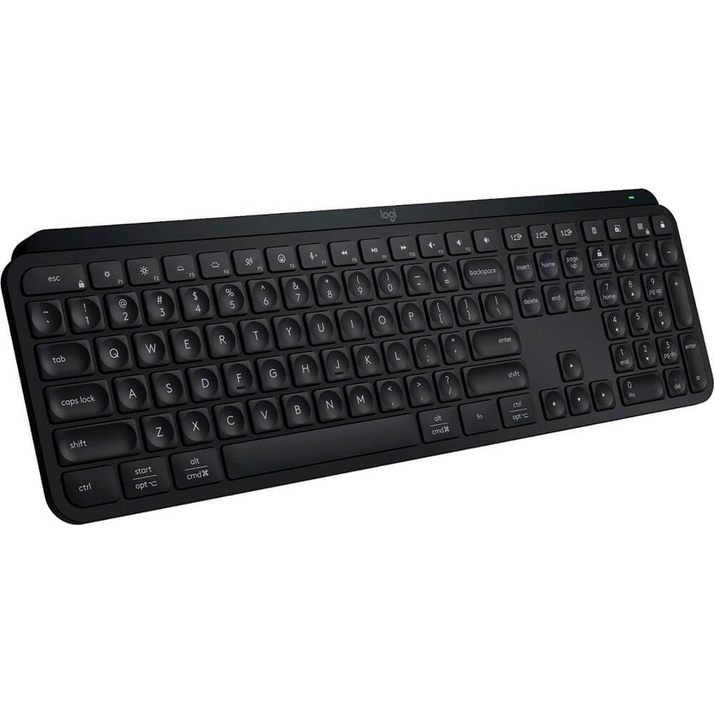 Logitech MX Keys S keyboard front view showing slim profile for precise typing