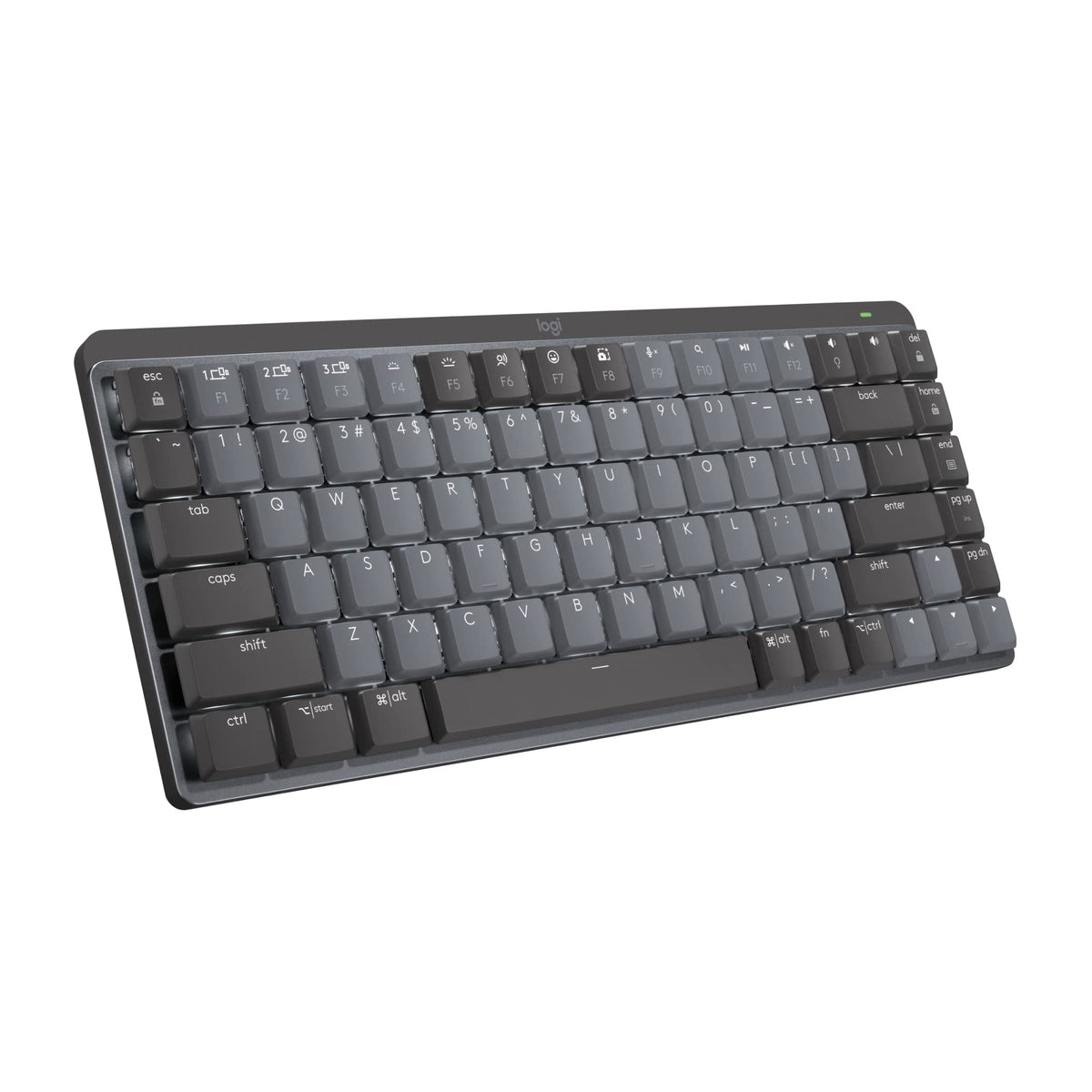 Logitech MX Mechanical Mini Keyboard front view showing a compact design for space saving.