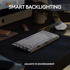 Logitech MX Mechanical Mini Mac keyboard top view highlighting compact design for space-saving setup