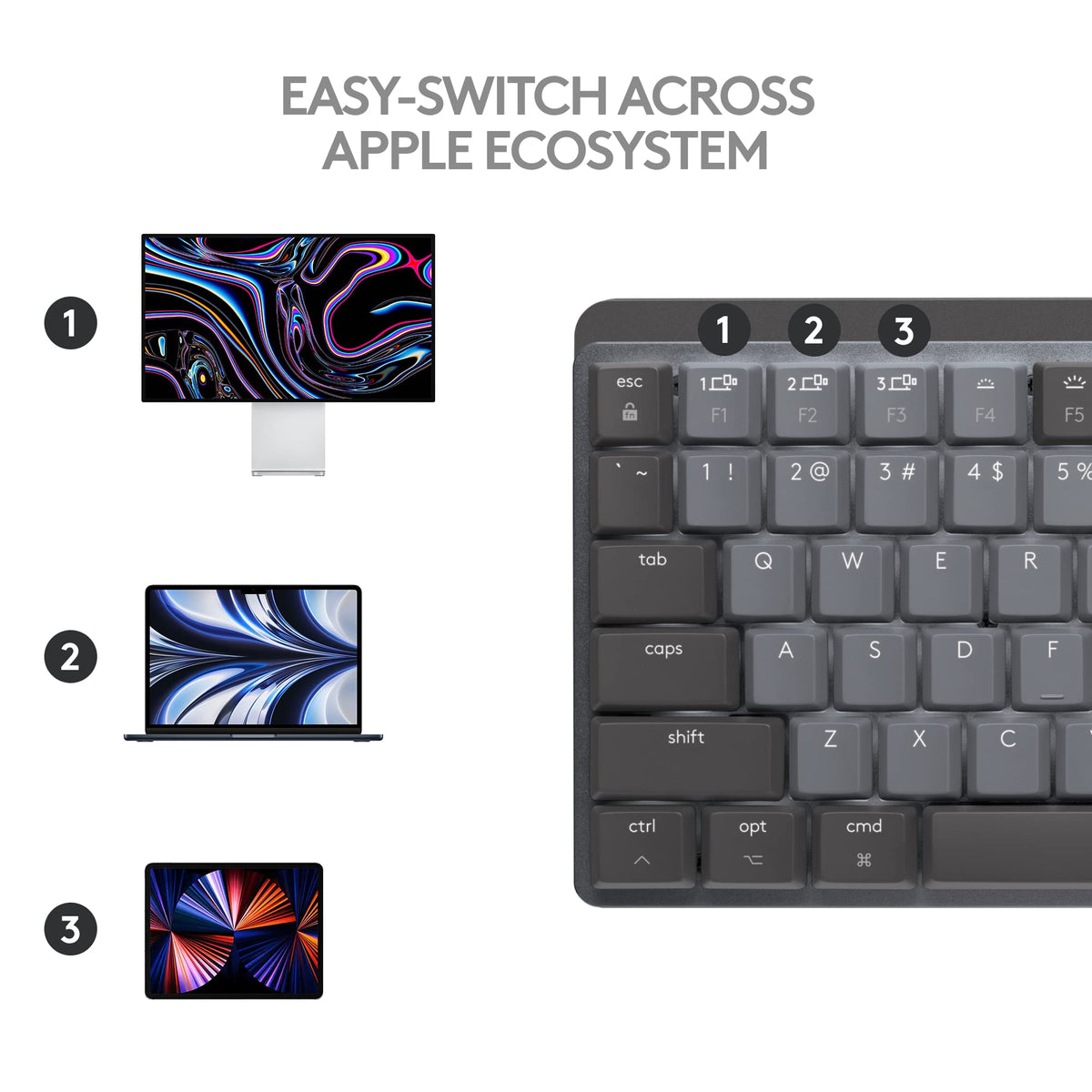 Logitech MX Mechanical Mini Mac keyboard USB-C recharge keeps you powered during long work sessions