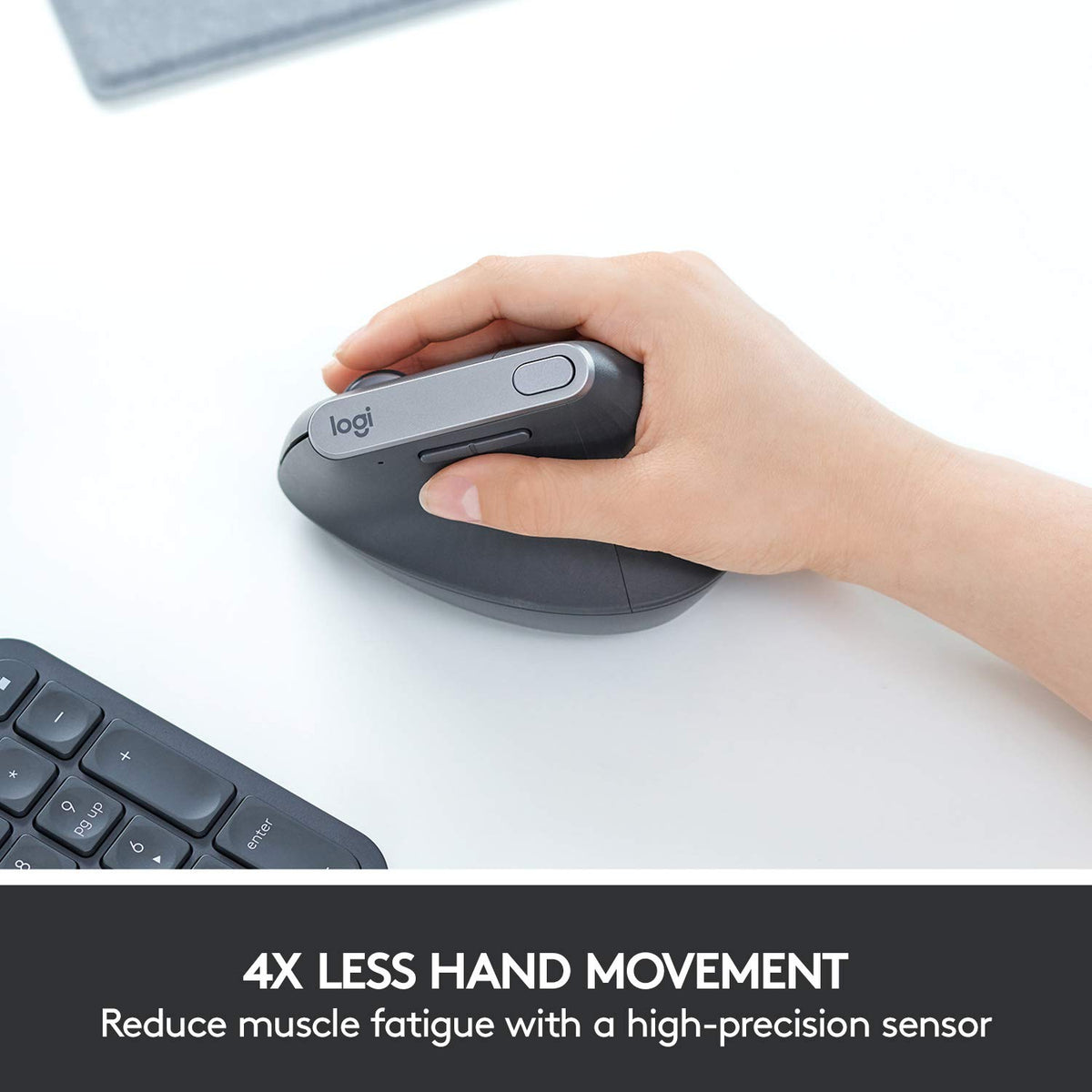 Logitech MX Vertical battery life up to 4 months for extended use.