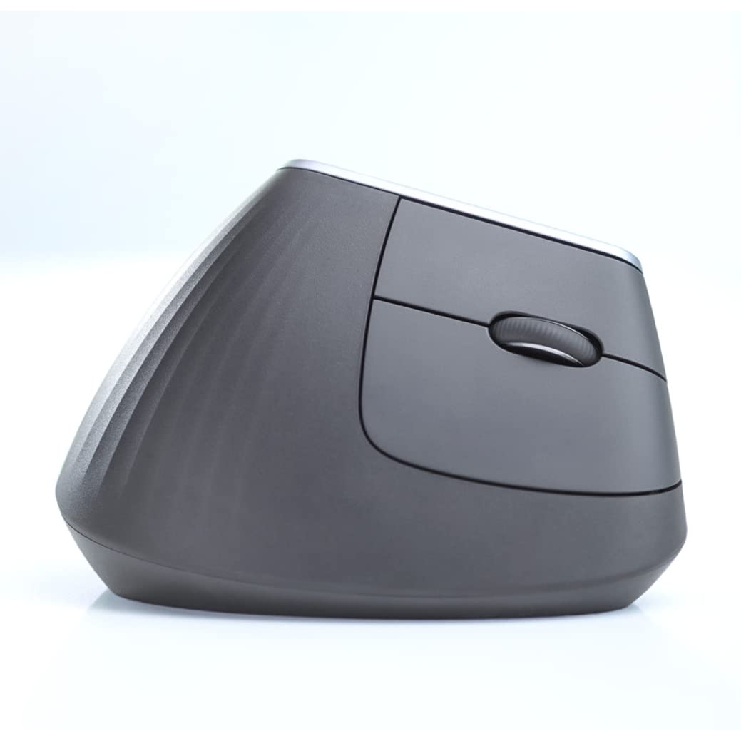 Logitech MX Vertical ergonomic grip designed for comfortable all-day use.
