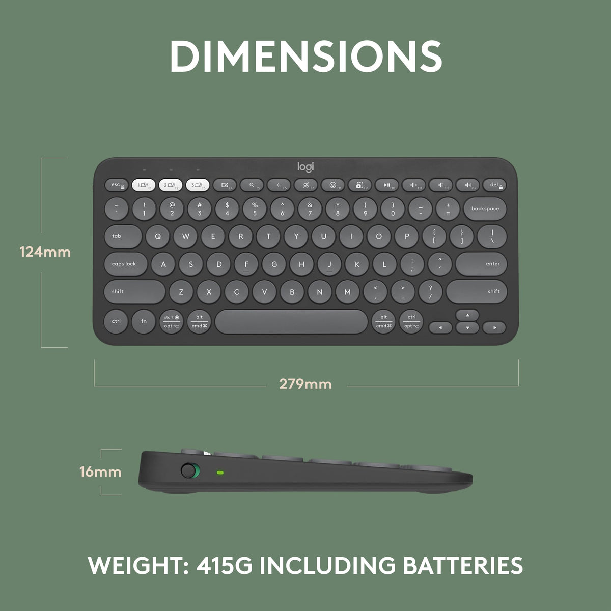 Logitech Pebble Keys 2 renewed packaging with included batteries showing ready-to-use benefit