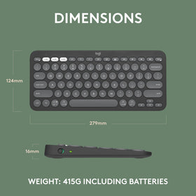 Logitech Pebble Keys 2 renewed packaging with included batteries showing ready-to-use benefit