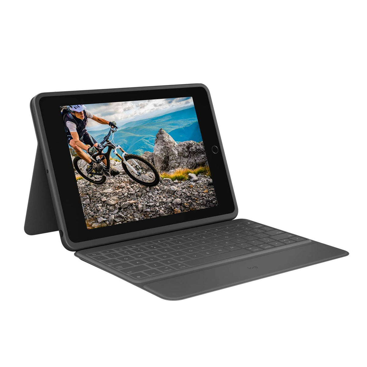 Logitech Rugged Folio front view showing slim profile and secure screen protection