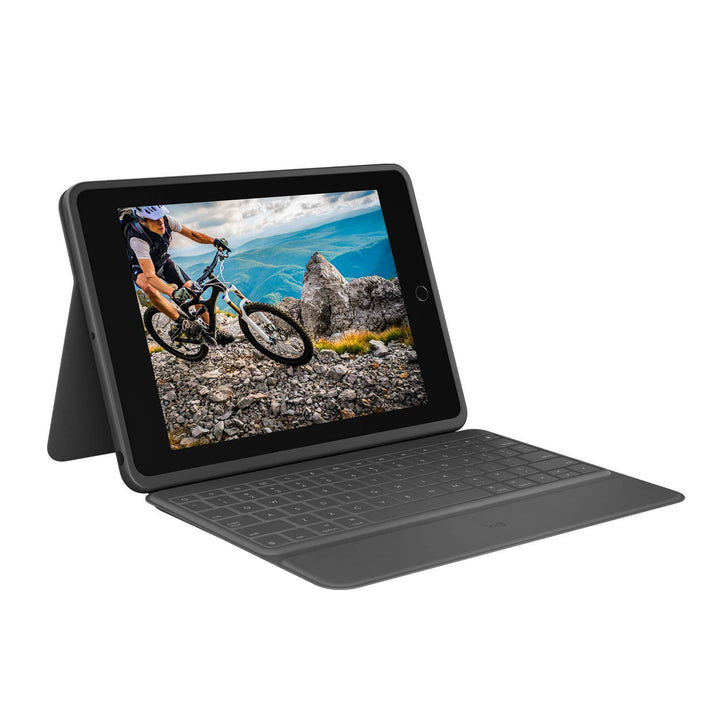 Logitech Rugged Folio front view showing slim profile and secure screen protection