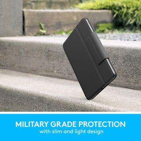 Logitech Rugged Folio closeup of spill-proof keyboard for easy cleaning