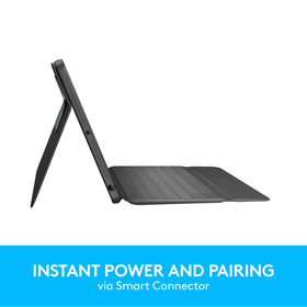 Logitech Rugged Folio demonstrated with spilled liquid showing wipe-clean benefit