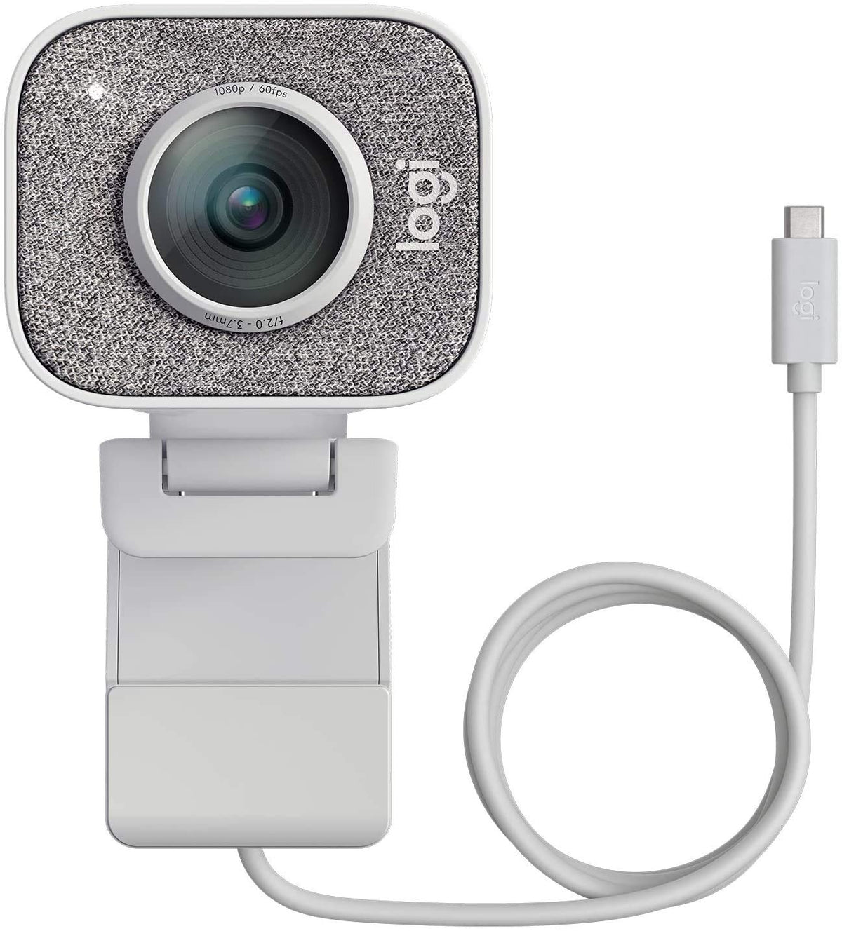 Logitech StreamCam White front view for crisp 1080p streaming at 60fps.