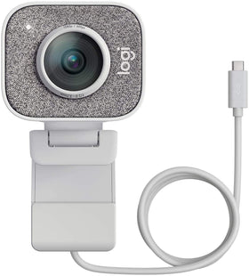 Logitech StreamCam White front view for crisp 1080p streaming at 60fps.