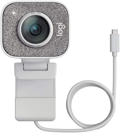 Logitech StreamCam White front view for crisp 1080p streaming at 60fps.