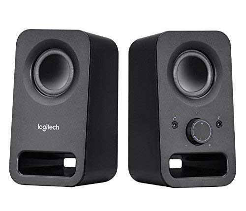Logitech Z150 close-up of driver and volume control highlighting precise audio control benefit