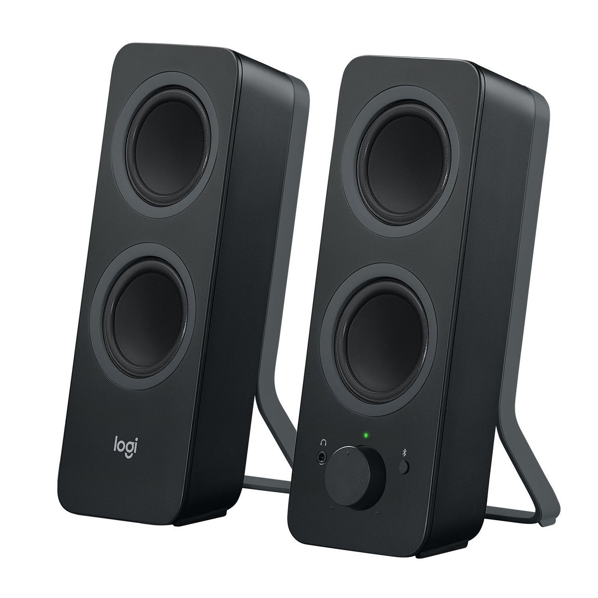 Logitech Z207 front view showing control panel and Bluetooth for easy setup