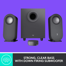 Logitech Z407 oval satellite speakers for versatile horizontal or vertical placement.