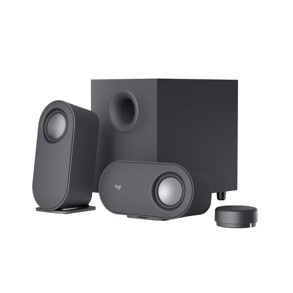 Logitech Z407 wireless control dial for easy volume and bass adjustments from across the room.