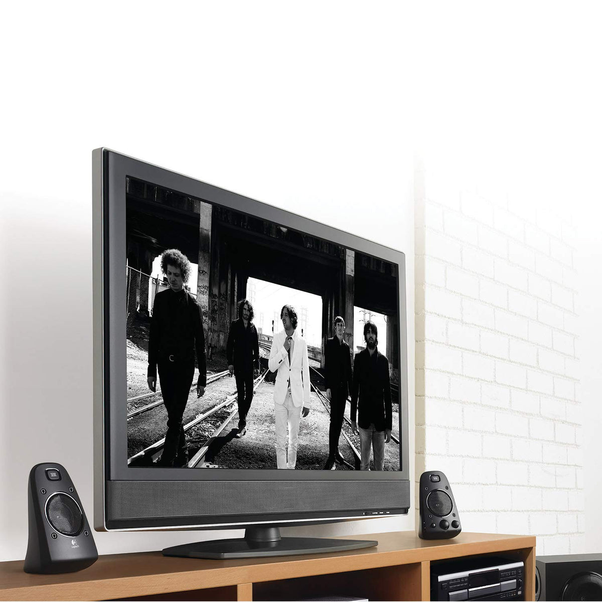 Logitech Z623 satellite pair close-up highlighting compact speakers for room-filling sound