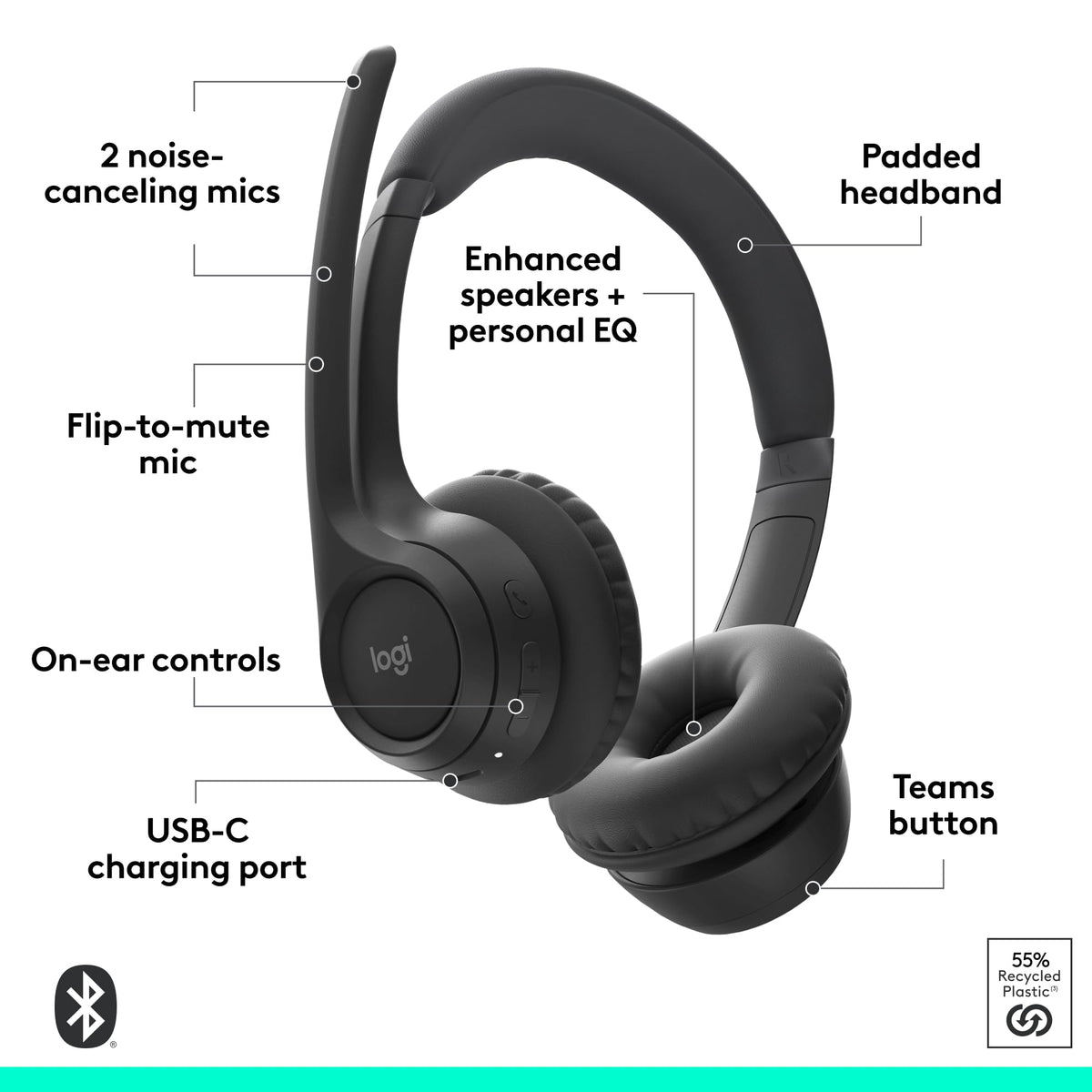 Logitech Zone 305 offers up to 20 hours of battery life on a full charge