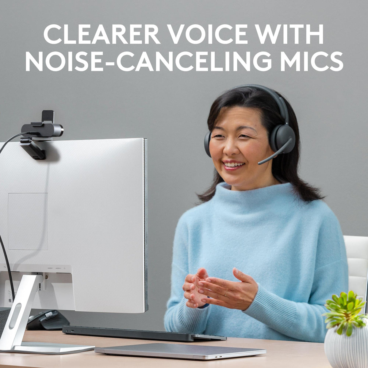 Logitech Zone 950 hybrid ANC on mode against background noise