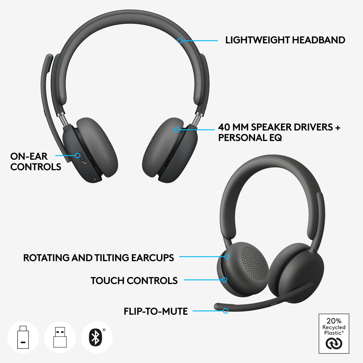 Logitech Zone 950 Logi Tune app interface for personalized EQ
