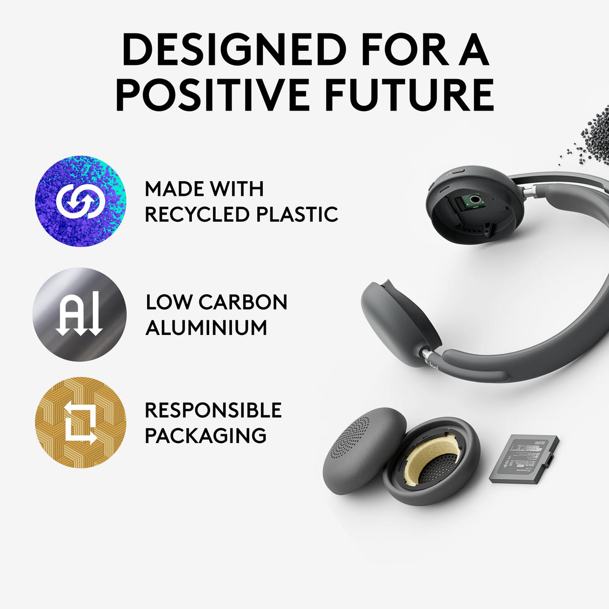 Logitech Zone 950 replaceable ear pads and battery for longer life