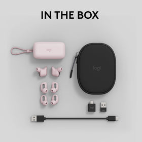 Logitech Zone Rose Logi Tune app enables EQ adjustments and personalization.