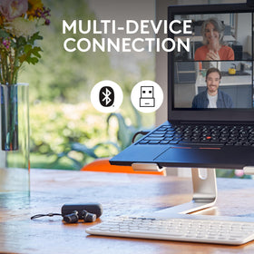 Logitech Zone Rose removable ear gels tailor fit and comfort for long calls.