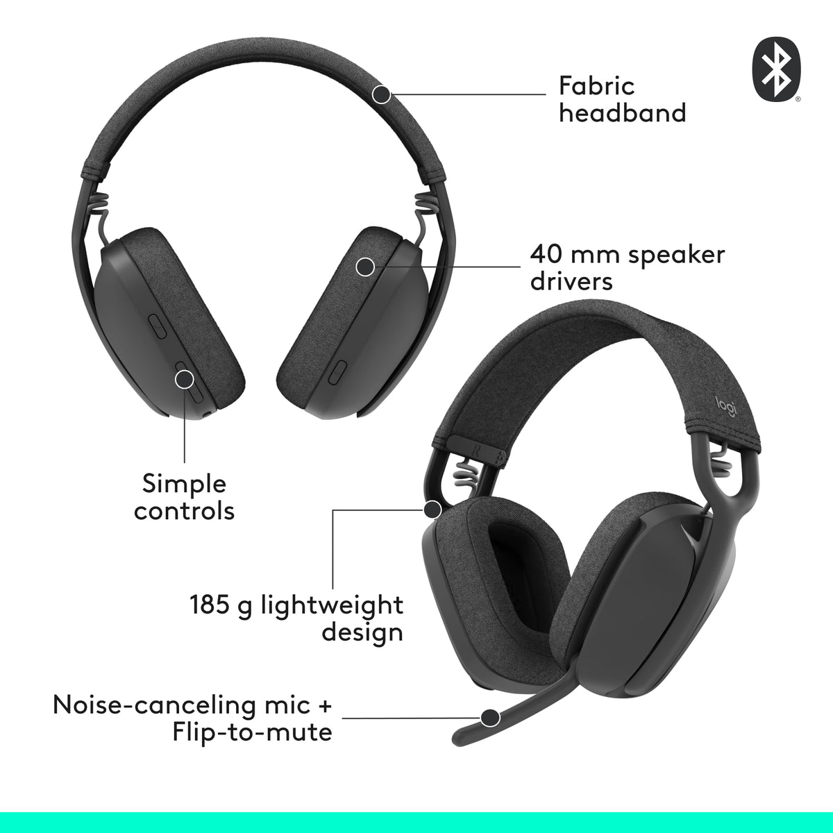 Logitech Zone Vibe 100 long battery life for all-day use