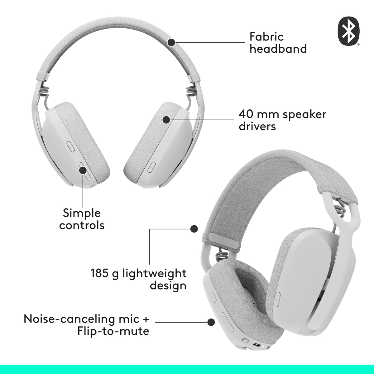 Logitech Zone Vibe 100 easy pairing with Google Meet, Teams, Zoom.