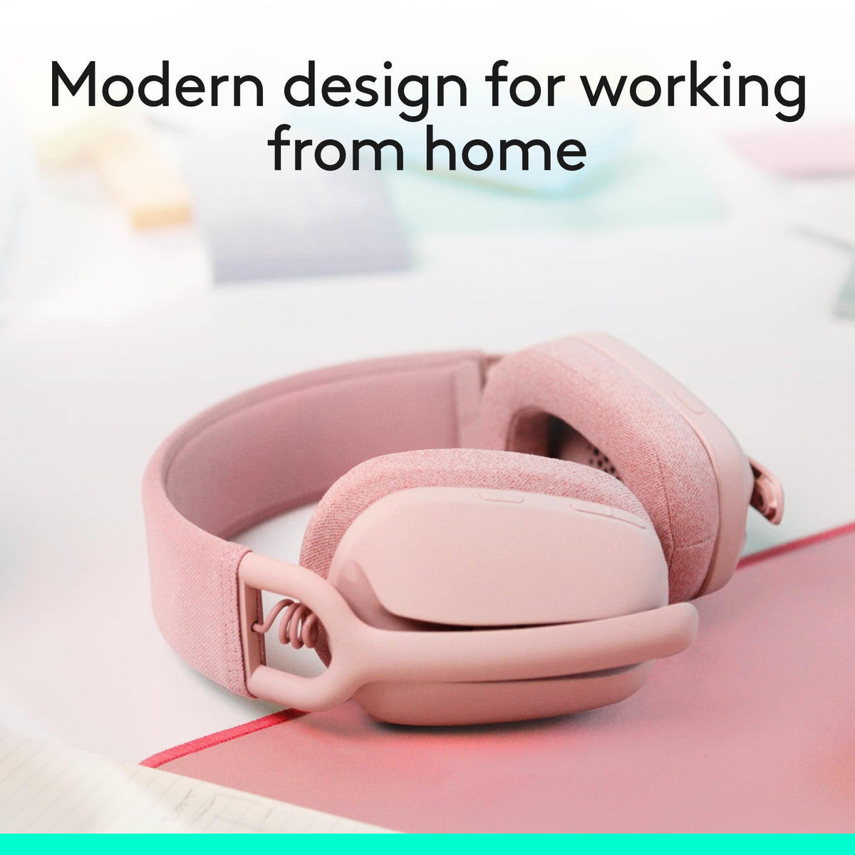 Logitech Zone Vibe 100 rose memory foam ear cushions for comfort.